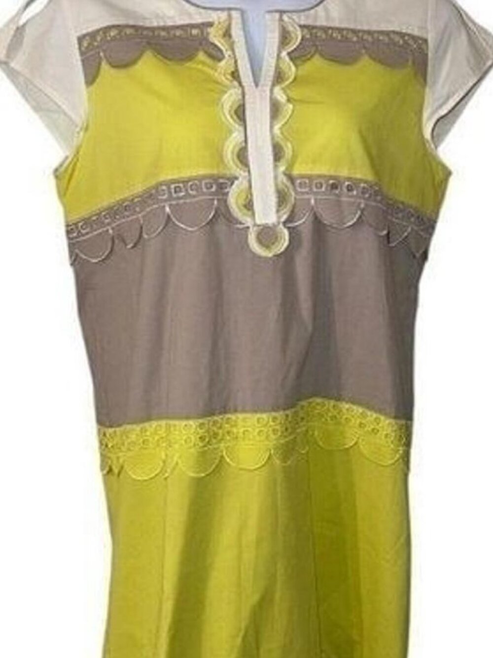 Riva dress lime green and beige